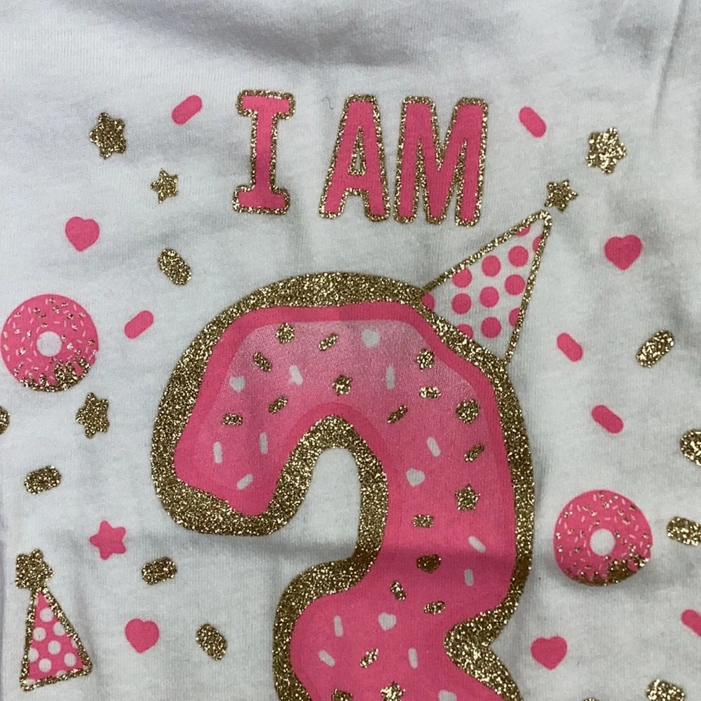 The‎ Children’s Place Pink Gold Glitter Bling Number Three White Birthday…